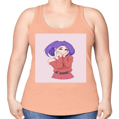 Cute girl with cute pose 138# - anime -Racerback Tank