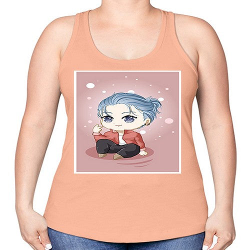 Cute little boy silver hair 78# - anime -Racerback Tank