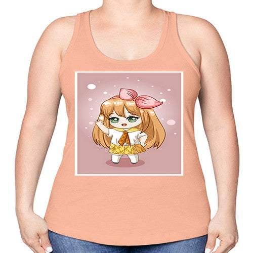 Cute little girl yellow hair wearing uniform 130# - anime -Racerback Tank
