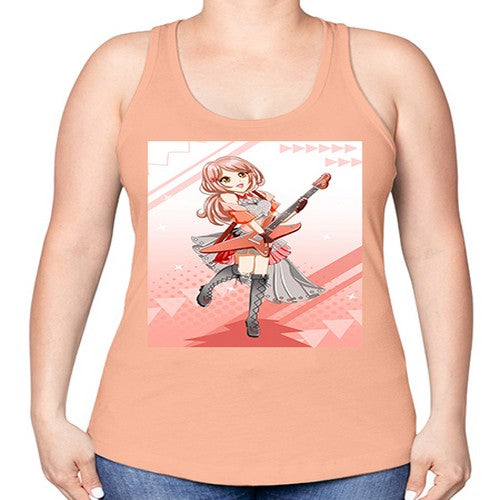 Cute rock star girl with guitar game 17# - anime -Racerback Tank