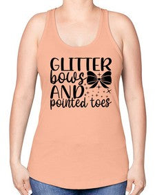 Glitter bows and pointed toes 130# - ballet -Racerback Tank