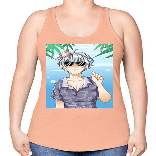 Handsome boy with sunglasses on the beach in summer holiday 44# - anime -Racerback Tank