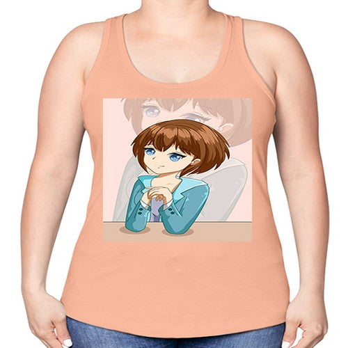 Happy beautiful and elegant girl brown hair 36# - anime -Racerback Tank
