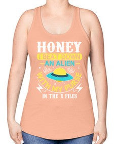 Honey i beat down an alien 4# - ufo -Racerback Tank