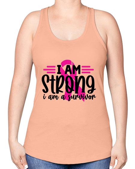 I Am Strong I Am a Survivor 20# - breast cancer -Racerback Tank