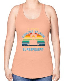 I teach computer science whats your superpower 36# - computer -Racerback Tank