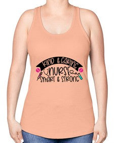 Kind Caring Nurse Smart Strong Style Style 1032# - nurse -Racerback Tank