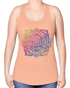Mandala Courage Rainbow Glitter 758# - mandala -Racerback Tank