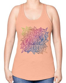 Mandala Teach Love Inspire Rainbow Glitter 762# - mandala -Racerback Tank
