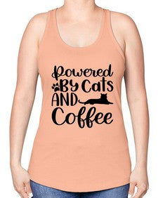 Powered By Cats And Coffee Style 102# - cats -Racerback Tank