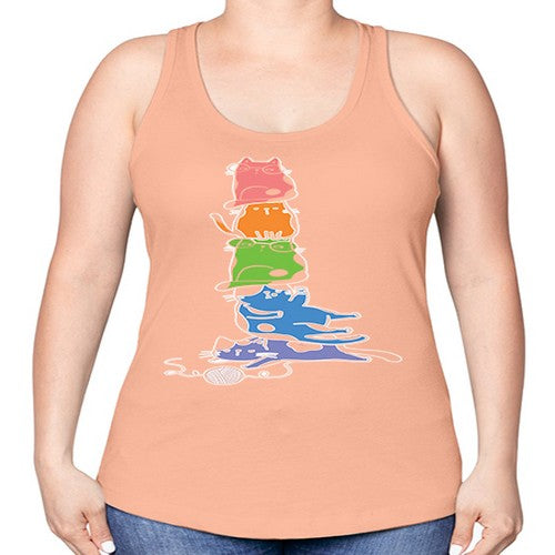 Pride Kawaii Cats Pile Cute Anime 277# - anime -Racerback Tank