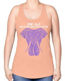 Purple Elephant Alzheimer Awareness 211# - alzheimers -Racerback Tank