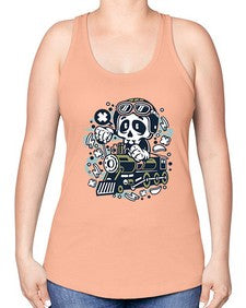 Skull Train 1067# - skull and bones -Racerback Tank
