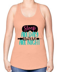 Sleep All Day Nurse All Style Style 1399# - nurse -Racerback Tank