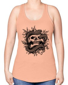 Snake Skull 1095# - skull and bones -Racerback Tank