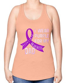 Womens I Wear Purple for My Dad Alzheimers Disease Awareness VNeck 221# - alzheimers -Racerback Tank