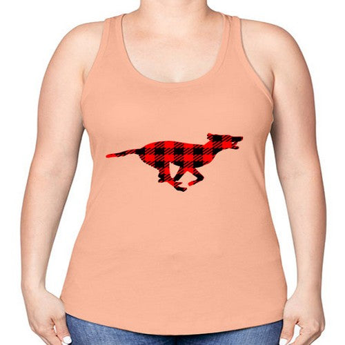 buffalo plaid running dog 65# - dogs -Racerback Tank