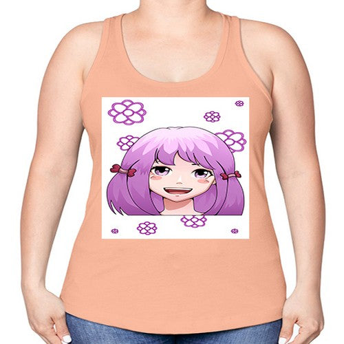 cute ponytails purple hair girl 63# - anime -Racerback Tank