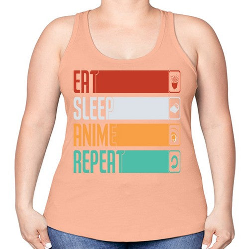 eat sleep anime repeat225# - anime -Racerback Tank