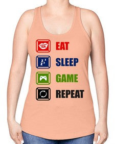 eat sleep game repeat 77# - video games -Racerback Tank