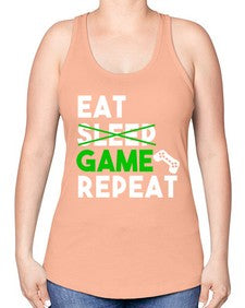 eat sleep game repeat 78# - video games -Racerback Tank