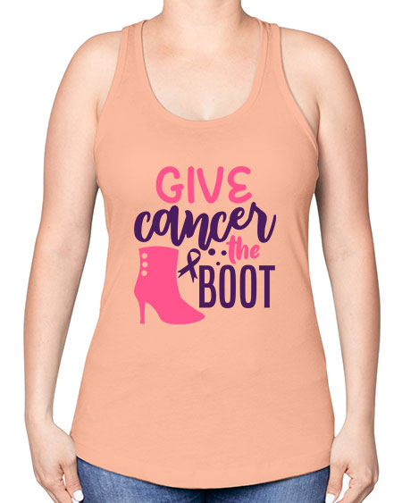 give cancer the boot Style 1# - breast cancer -Racerback Tank