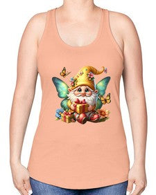 gnome with butterfly 07# - gnome -Racerback Tank