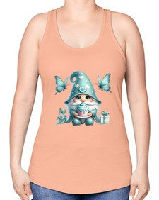 gnome with butterfly 10# - gnome -Racerback Tank