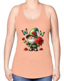 gnome with butterfly 11# - gnome -Racerback Tank