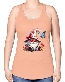 gnome with butterfly 13# - gnome -Racerback Tank