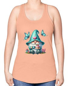 gnome with butterfly 14# - gnome -Racerback Tank