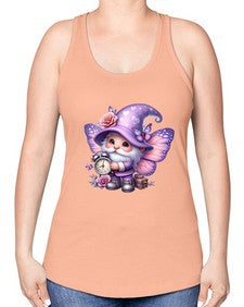 gnome with butterfly 18# - gnome -Racerback Tank