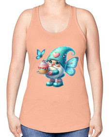 gnome with butterfly 20# - gnome -Racerback Tank