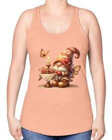 gnome with butterfly 21# - gnome -Racerback Tank