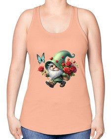 gnome with butterfly 24# - gnome -Racerback Tank