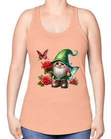 gnome with butterfly 26# - gnome -Racerback Tank