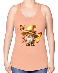 gnome with butterfly 27# - gnome -Racerback Tank