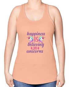 happiness is believing in unicorns 156# - unicorn -Racerback Tank