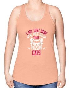 i am just here topet all time cats Style 52# - cats -Racerback Tank