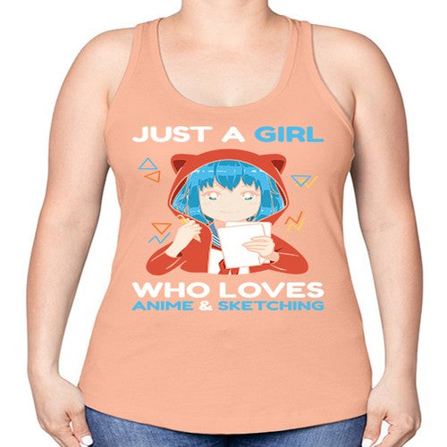 just a girl who loves anime and sketching259# - anime -Racerback Tank