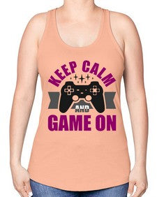keep calm and game on 132# - video games -Racerback Tank