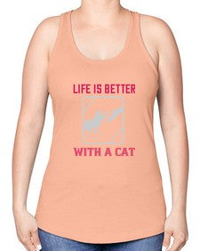 life is better with a cat Style 63# - cats -Racerback Tank