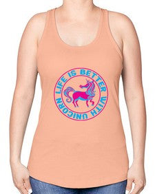 life is better with unicorn 251# - unicorn -Racerback Tank