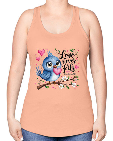 love never fails 63# - birds -Racerback Tank