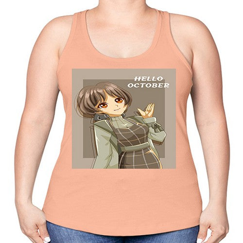 of beautiful girl in hello october 133# - anime -Racerback Tank