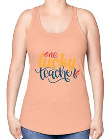 one lucky teacher Style 326# - teacher -Racerback Tank