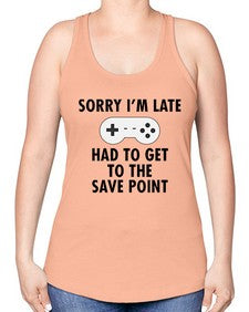 sorry im late had to get to the save point 151# - video games -Racerback Tank