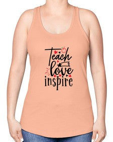 teach love inspire Style 369# - teacher -Racerback Tank
