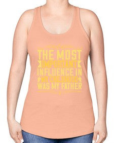 the most important influence in my childhood was my father 594# - parents day -Racerback Tank