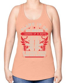 veteran showed up in boots 1198# - western -Racerback Tank